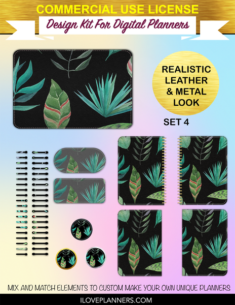 Tropical Pattern for Digital Planners, Spirals, Coils, Customize Your Digital Planners, Commercial Use OK, Digital Planners, Digital Journals, Compatible for PC, Mac, CANVA. #2