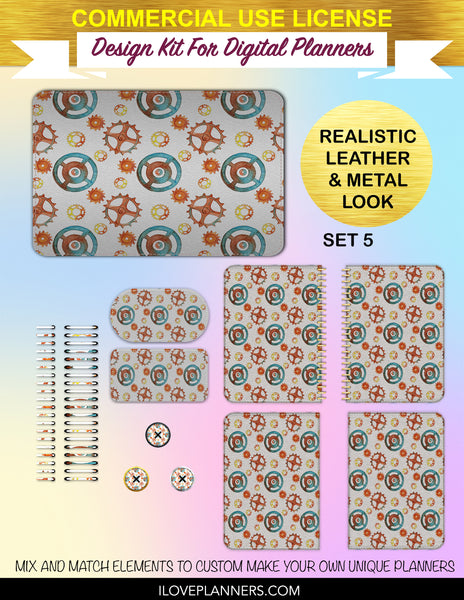 Steampunk Seamles Digital Paper Cover Kit for Digital Planners, Spirals, Coils, Customize Your Digital Planners, Commercial Use OK, Digital Planners, Digital Journals, Compatible for PC, Mac, CANVA. #141
