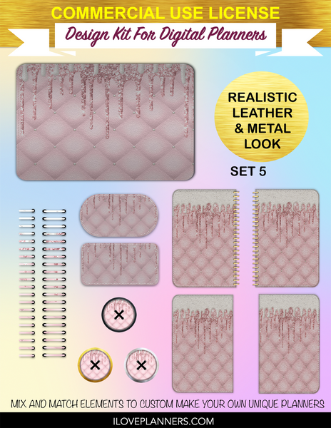 Pink Tufted Cake Digital Planners, Spirals, Coils, Customize Your Digital Planners, Commercial Use OK, Digital Planners, Digital Journals, Compatible for PC, Mac, CANVA. #48