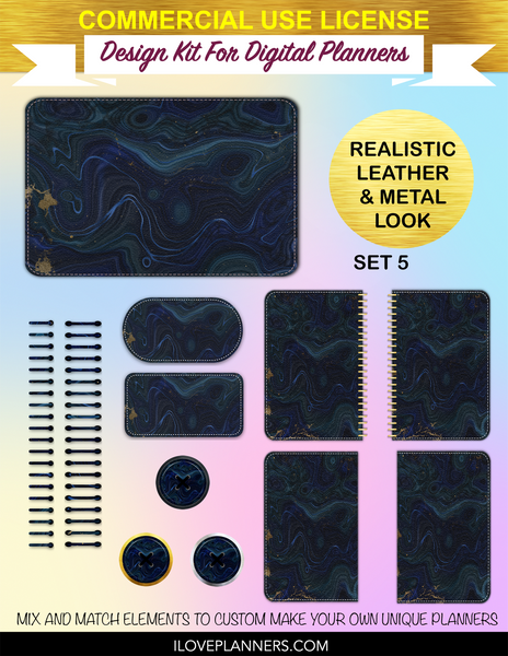 Lapis Lazuli Digital Planners, Spirals, Coils, Customize Your Digital Planners, Commercial Use OK, Digital Planners, Digital Journals, Compatible for PC, Mac, CANVA. #66