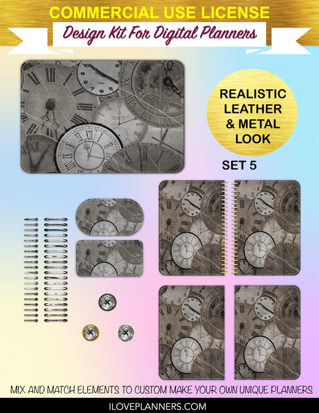 Travel Scrapbook Vintage Cover Kit for Digital Planners, Spirals, Coils, Customize Your Digital Planners, Commercial Use OK, Digital Planners, Digital Journals, Compatible for PC, Mac, Canva. #114