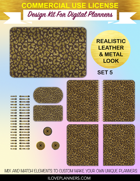 Gold & Glitter Cheetah Cover Kit for Digital Planners, Spirals, Coils, Customize Your Digital Planners, Commercial Use OK, Digital Planners, Digital Journals, Compatible for PC, Mac, Canva. #125