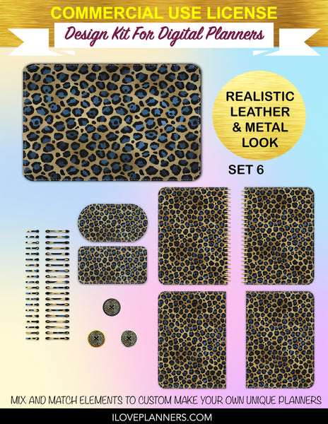 Gold Leopard Print Digital Paper Cover Kit for Digital Planners, Spirals, Coils, Customize Your Digital Planners, Commercial Use OK, Digital Planners, Digital Journals, Compatible for PC, Mac, CANVA. #138