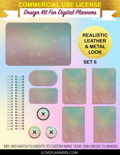 Bokeh Stars Digital Planners, Spirals, Coils, Customize Your Digital Planners, Commercial Use OK, Digital Planners, Digital Journals, Compatible for PC, Mac, CANVA. #71