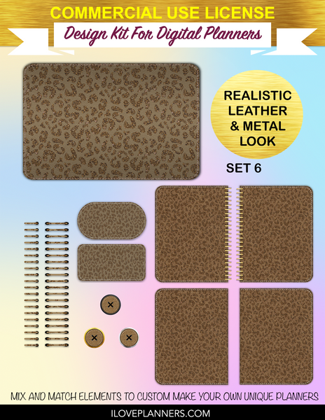 Gold & Glitter Cheetah Cover Kit for Digital Planners, Spirals, Coils, Customize Your Digital Planners, Commercial Use OK, Digital Planners, Digital Journals, Compatible for PC, Mac, Canva. #125