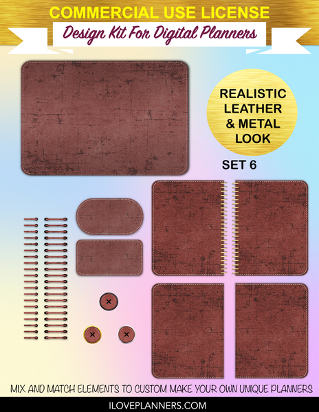 Red Steampunk Scrapbook Cover Kit for Digital Planners, Spirals, Coils, Customize Your Digital Planners, Commercial Use OK, Digital Planners, Digital Journals, Compatible for PC, Mac, Canva. #116