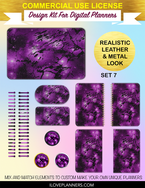 Marble Galaxy Digital Planners, Spirals, Coils, Customize Your Digital Planners, Commercial Use OK, Digital Planners, Digital Journals, Compatible for PC, Mac, CANVA. #65