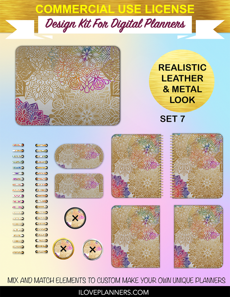 Mandala Pattern Scrapbook Cover Kit for Digital Planners, Spirals, Coils, Customize Your Digital Planners, Commercial Use OK, Digital Planners, Digital Journals, Compatible for PC, Mac, CANVA. #14