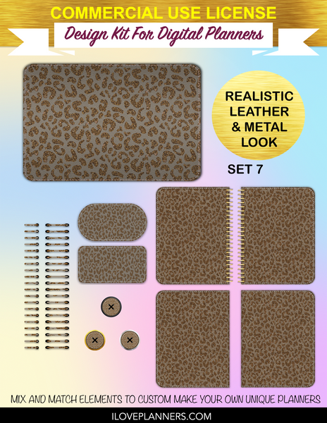 Gold & Glitter Cheetah Cover Kit for Digital Planners, Spirals, Coils, Customize Your Digital Planners, Commercial Use OK, Digital Planners, Digital Journals, Compatible for PC, Mac, Canva. #125