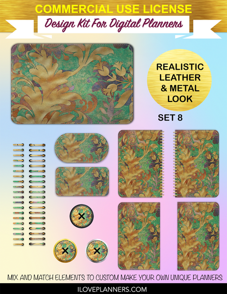 Jungle Floral Digital Planners, Spirals, Coils, Customize Your Digital Planners, Commercial Use OK, Digital Planners, Digital Journals, Compatible for PC, Mac, CANVA. #27