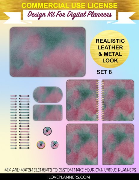 Watercolor Textures 2 Cover Kit for Digital Planners, Spirals, Coils, Customize Your Digital Planners, Commercial Use OK, Digital Planners, Digital Journals, Compatible for PC, Mac, Canva. #129
