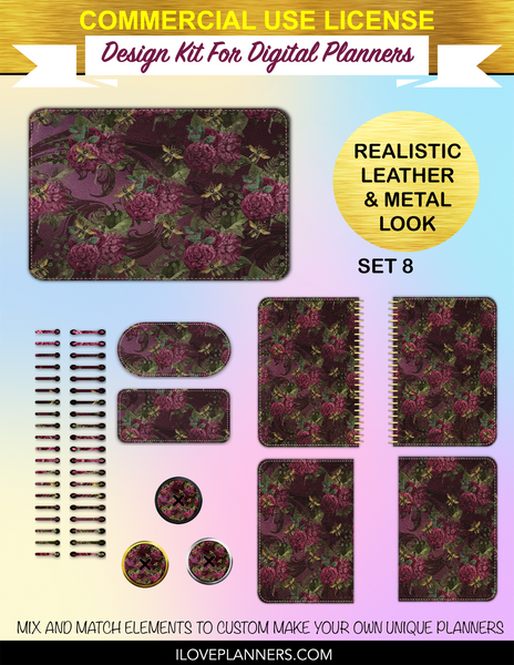 Burgundy Bee Digital Pattern for Digital Planners, Spirals, Coils, Customize Your Digital Planners, Commercial Use OK, Digital Planners, Digital Journals, Compatible for PC, Mac, CANVA