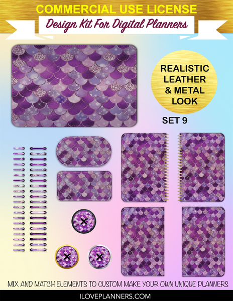 Bokeh Mermaid Digital Planners, Spirals, Coils, Customize Your Digital Planners, Commercial Use OK, Digital Planners, Digital Journals, Compatible for PC, Mac, CANVA. #25
