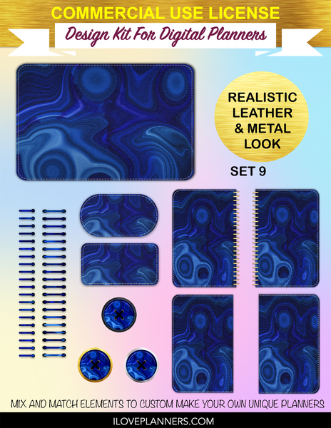 Lapis Lazuli Digital Planners, Spirals, Coils, Customize Your Digital Planners, Commercial Use OK, Digital Planners, Digital Journals, Compatible for PC, Mac, CANVA. #66