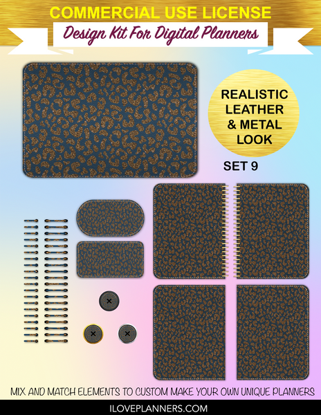 Gold & Glitter Cheetah Cover Kit for Digital Planners, Spirals, Coils, Customize Your Digital Planners, Commercial Use OK, Digital Planners, Digital Journals, Compatible for PC, Mac, Canva. #125