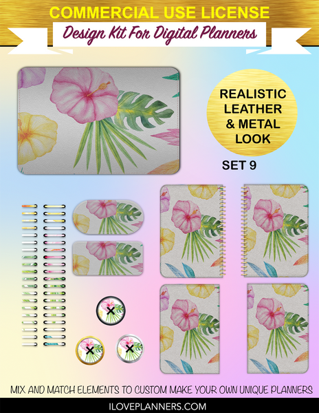 Tropical Pattern for Digital Planners, Spirals, Coils, Customize Your Digital Planners, Commercial Use OK, Digital Planners, Digital Journals, Compatible for PC, Mac, CANVA. #2