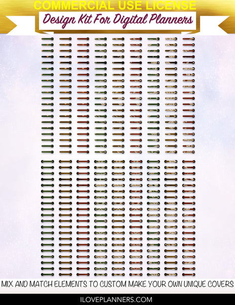 Burgundy and Gold Tiger Digital Planners, Cover Kit, Spirals, Coils, Customize Your Digital Planners, Commercial Use OK, Digital Planners, Digital Journals, Compatible for PC, Mac, CANVA. #152