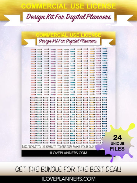 Rainbow Patterns with Watercolor Cover Kit for Digital Planners, Spirals, Coils, Customize Your Digital Planners, Commercial Use OK, Digital Planners, Digital Journals, Compatible for PC, Mac, Canva. #18