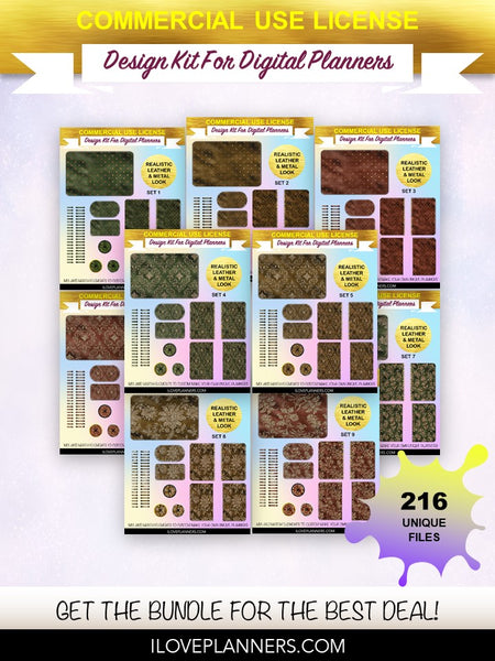 Burgundy and Gold Tiger Digital Planners, Cover Kit, Spirals, Coils, Customize Your Digital Planners, Commercial Use OK, Digital Planners, Digital Journals, Compatible for PC, Mac, CANVA. #152