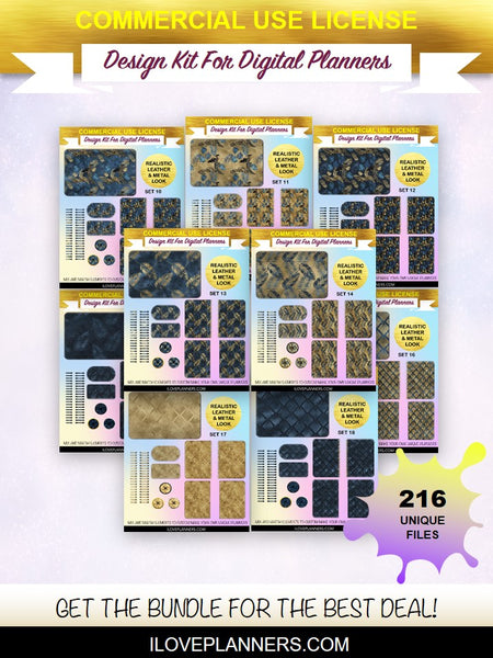 Blue and Gold Leopard Digital Planners, Cover Kit, Spirals, Coils, Customize Your Digital Planners, Commercial Use OK, Digital Planners, Digital Journals, Compatible for PC, Mac, CANVA. #172