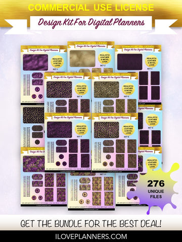 Purple and Gold Leopard Digital Planners, Spirals, Coils, Customize Your Digital Planners, Commercial Use OK, Digital Planners, Digital Journals, Compatible for PC, Mac, CANVA. #28