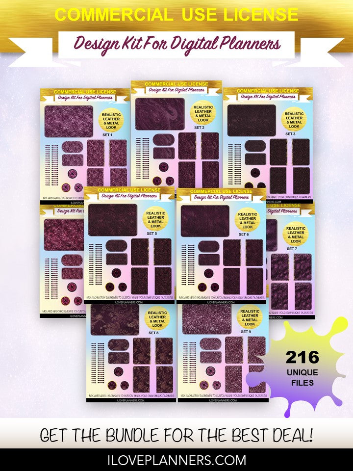 Blackberry Wine Digital Planners, Spirals, Coils, Customize Your Digital Planners, Commercial Use OK, Digital Planners, Digital Journals, Compatible for PC, Mac, CANVA. #53