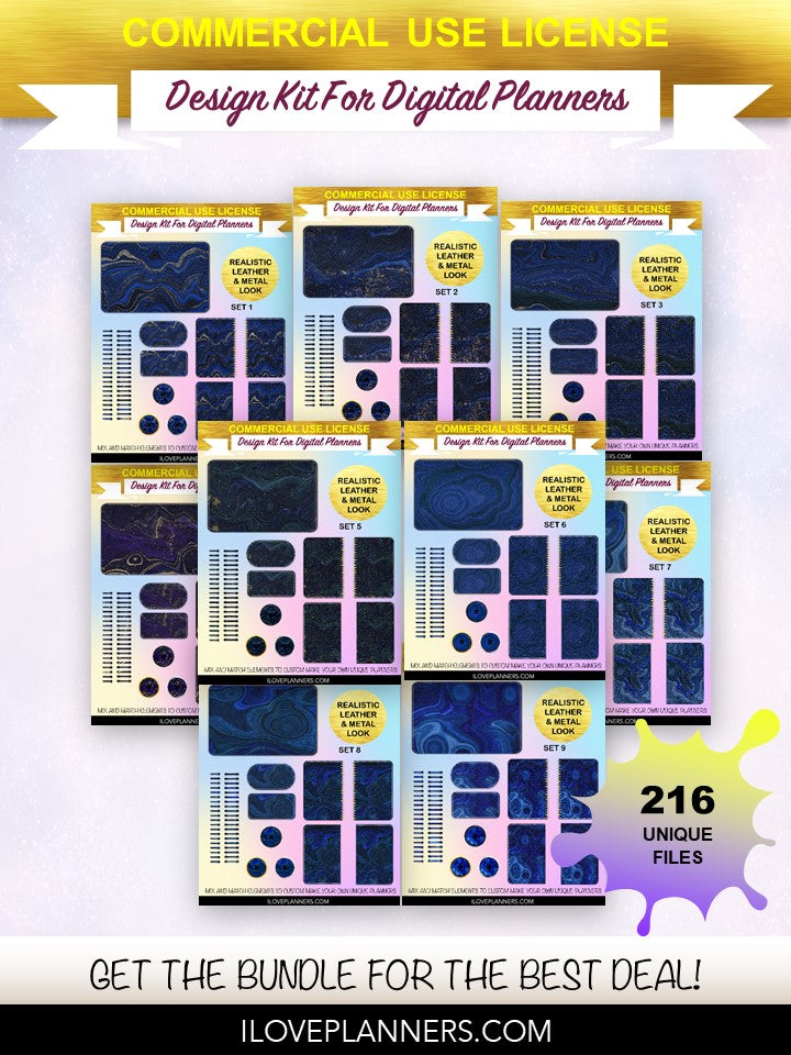 Lapis Lazuli Digital Planners, Spirals, Coils, Customize Your Digital Planners, Commercial Use OK, Digital Planners, Digital Journals, Compatible for PC, Mac, CANVA. #66