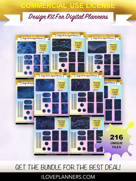 Lapis Lazuli Digital Planners, Spirals, Coils, Customize Your Digital Planners, Commercial Use OK, Digital Planners, Digital Journals, Compatible for PC, Mac, CANVA. #66