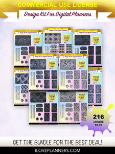 Blue Bee Digital Planners, Cover Kit, Spirals, Coils, Customize Your Digital Planners, Commercial Use OK, Digital Planners, Digital Journals, Compatible for PC, Mac, CANVA. #90