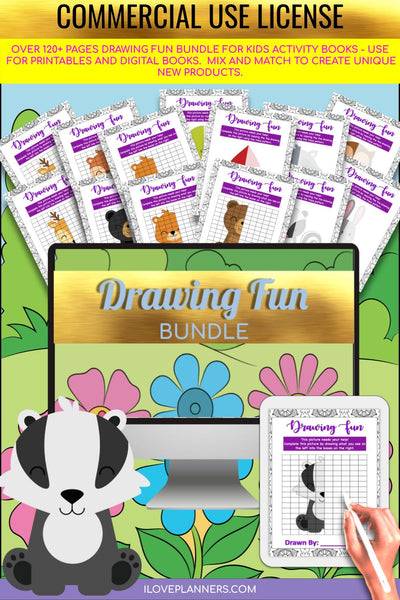 Drawing Fun Kit Bundle/ Printable Activity Books/ Kids Activity Book/ For Digital Planners - Commercial Use Ok. No.1