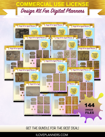 Steampunk Vintage Antique Cover Kit for Digital Planners, Spirals, Coils, Customize Your Digital Planners, Commercial Use OK, Digital Planners, Digital Journals, Compatible for PC, Mac, Canva. #113