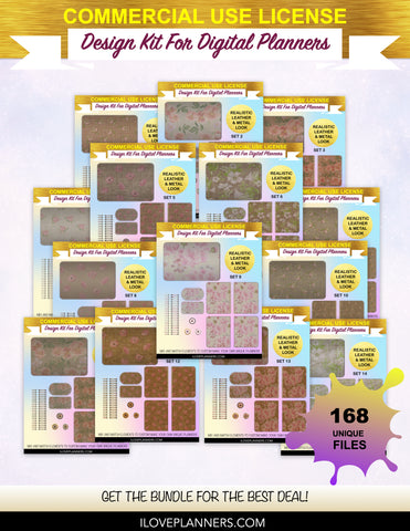 Floral Burlap Cover Kit for Digital Planners, Spirals, Coils, Customize Your Digital Planners, Commercial Use OK, Digital Planners, Digital Journals, Compatible for PC, Mac, Canva. #117