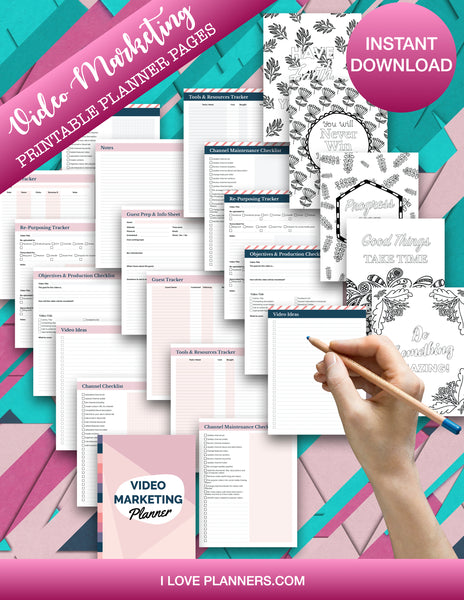 Video Marketing Planner/ Printable Planner and Journal/ Journal, Planner, DIY, Print At Home, Digital Download