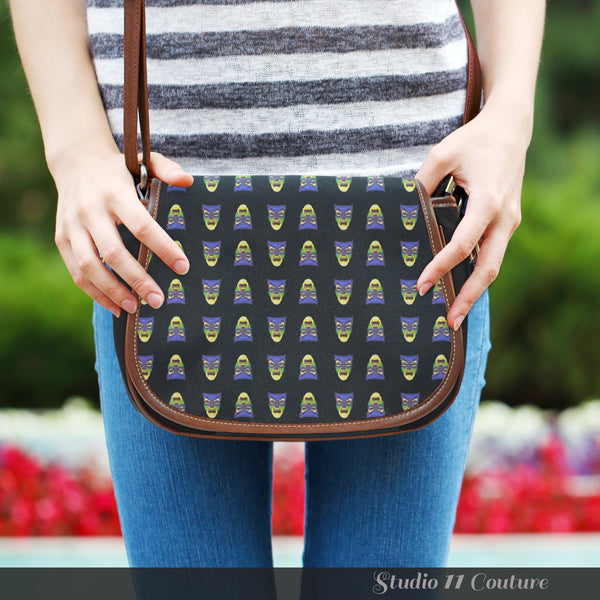 Snow White Mirror Mirror Theme Women Fashion Canvas Crossbody Shoulder Canvas Leather Saddle Bag - STUDIO 11 COUTURE