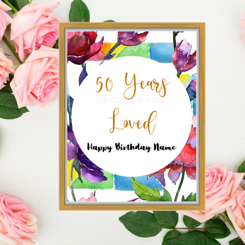 Awesome 50 Years Loved Birthday Sign - 50th Birthday Decor Sign - 50 Years Birthday Party Decorations - Custom Printable Birthday Sign - Milestone Birthday Party Decor - Printable Birthday Sign