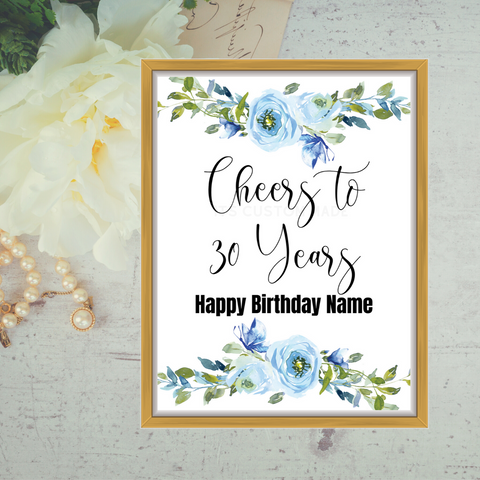 Cheers to 30 Years Birthday Party Sign - Custom Birthday Party Sign - 30th Birthday Party Decor Sign - Birthday Party Sign - Adult Birthday Decoration Sign - Birthday Party Welcome Sign