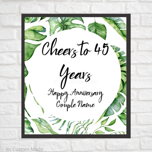 Anniversary Welcome Sign - Happy 45th Anniversary Sign - Party Decoration Sign - Cheers to 45 Years - Anniversary Sign Printable