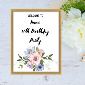 Birthday Party Welcome Sign - Tropical Birthday Party Decor Sign - Birthday Beach Party Sign- 50th Years Birthday Sign - Hawaiian Birthday Party Sign