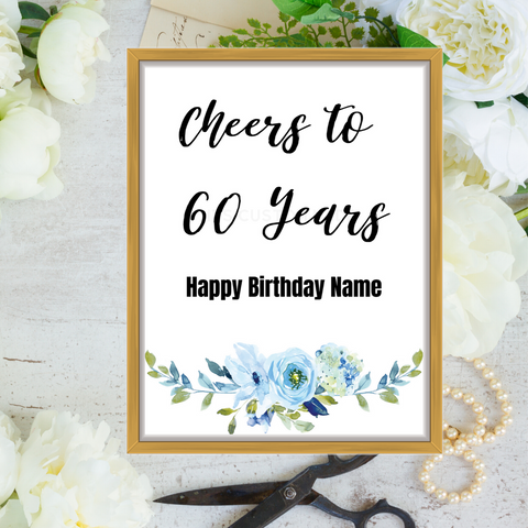 Cheers to 60 Years - 60th Birthday Party Sign - Custom Birthday Welcome - Mom/Dad Birthday Party Decor Sign - Birthday Decor Sign - 60th Banner Sign
