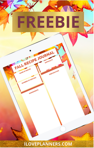 FREE Fall Recipe Journal, Print It Yourself, DIY, Instant Download, Printable, Digital Download