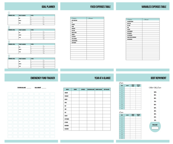 Budget Printable Planner, Financial Goal, Expenses, Bill Tracker, Monthly Budget, Savings. R337