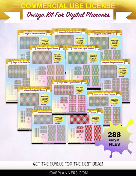 Seamless Argyle Patterns Cover Kit for Digital Planners, Spirals, Coils, Customize Your Digital Planners, Commercial Use OK, Digital Planners, Digital Journals, Compatible for PC, Mac, CANVA. #140