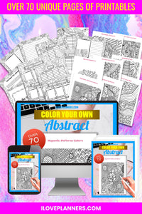 Abstract - Coloring Book and Journal Bundle/ Printable Activity Books/ Kids Activity Book. No.1