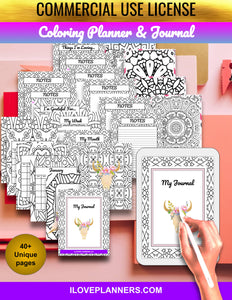 Coloring Planner and Journal/ Coloring Book/ Coloring Planner/ Printable Planner and Journal/ Journal, Planner, DIY, Print At Home, Digital Download