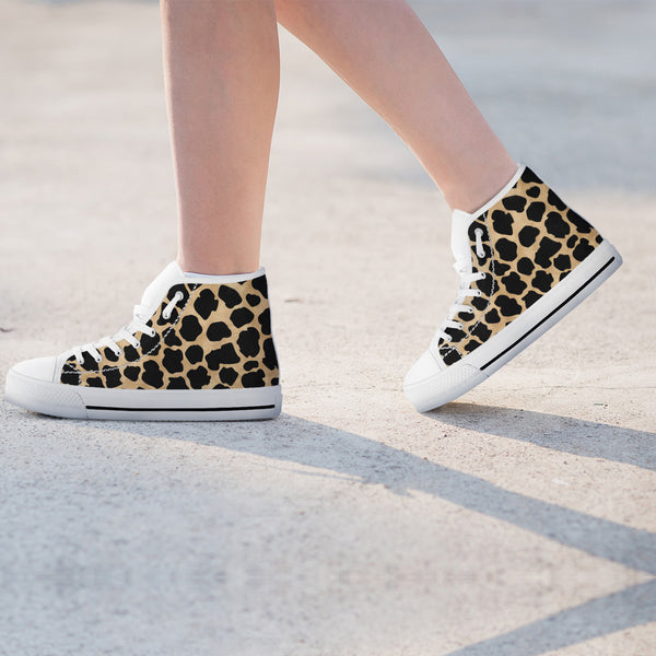 White Leopard Skin Womens High Top Shoes - STUDIO 11 COUTURE