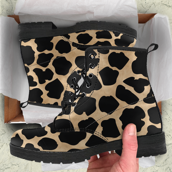 White Leopard Skin Womens Leather Boots - STUDIO 11 COUTURE