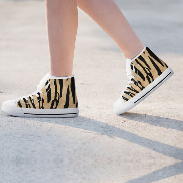 White Tiger Skin Womens High Top Shoes - STUDIO 11 COUTURE