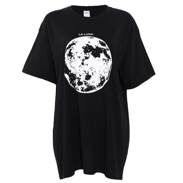 Loose Moon Space Printed Short Sleeve Harajuku T-shirt Top