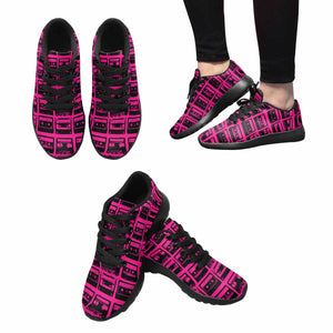 Model020 Women’s Sneaker 80s Cassette Tapes Hot Pink and Black - STUDIO 11 COUTURE