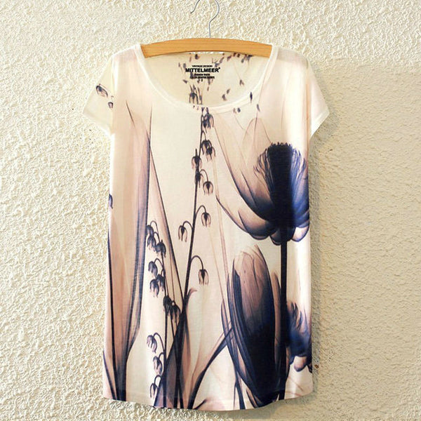 KaiTingu 2016 Brand New Fashion Harajuku Animal Cat Print Shirt O-Neck Short Sleeve Women Tops